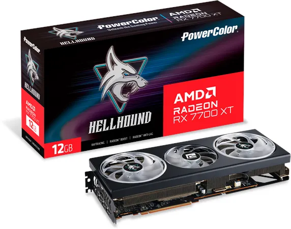 PowerColor Radeon RX 7700 XT Hellhound OC - 12GB GDDR6 VRAM - Graphics Card