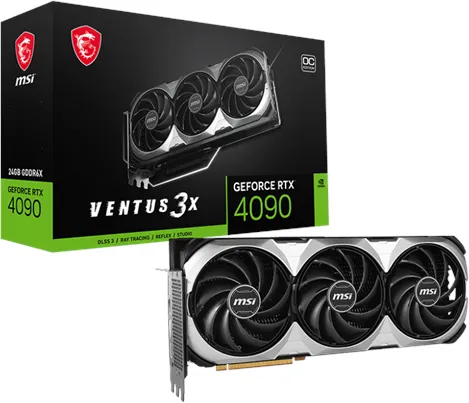 MSI GeForce RTX 4090 VENTUS 3X E OC - 24GB GDDR6X RAM - Graphics Card